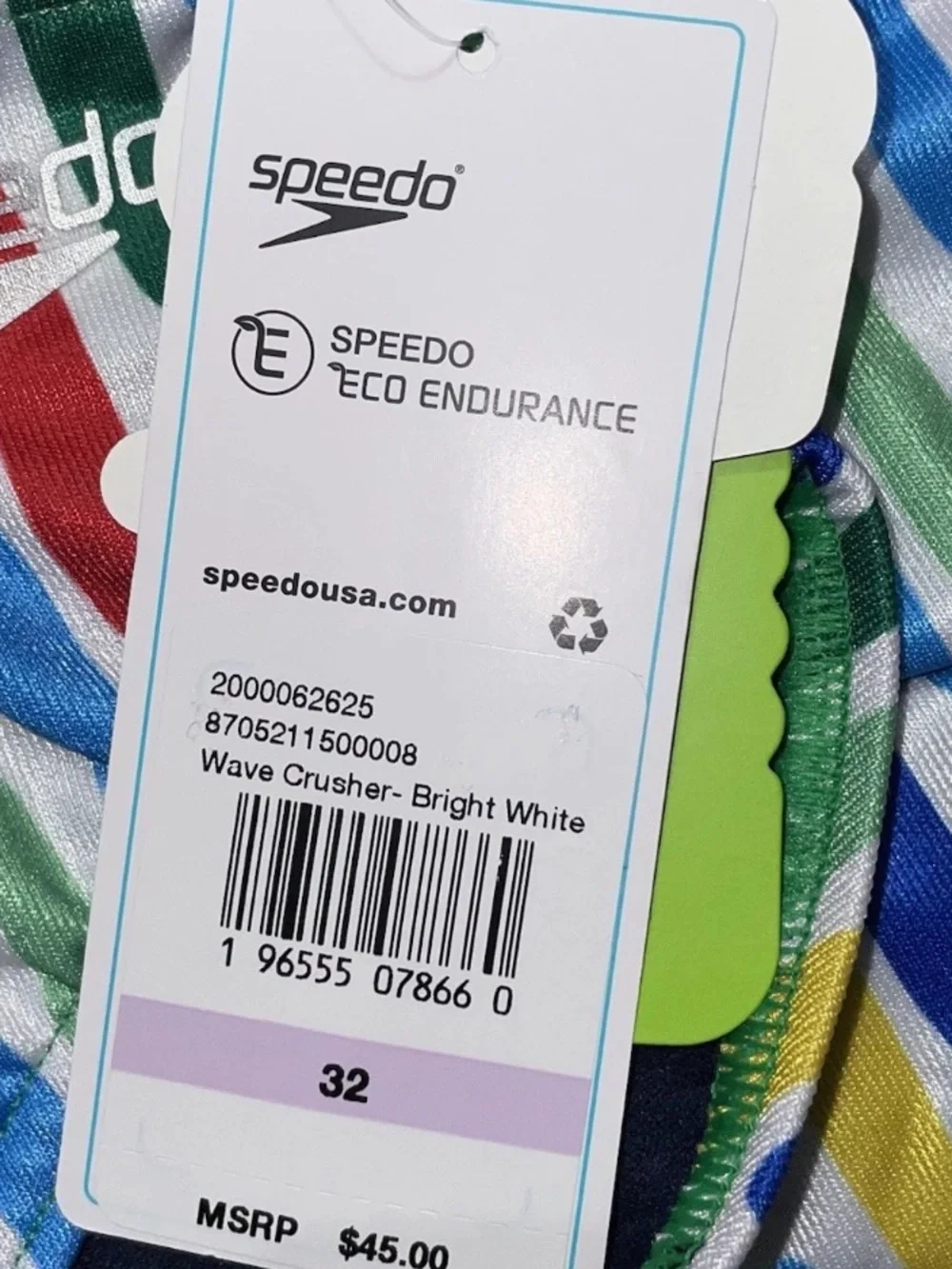 Speedo Men’s Swim Brief 32 or 34 Eco Endurance Wave Crusher Good Vibes NWT